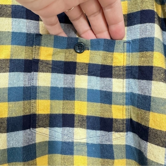 L.L. Bean Yellow Blue Black Plaid Flannel Button Down Shirt Mens XXL Casual Fall - Picture 3 of 6